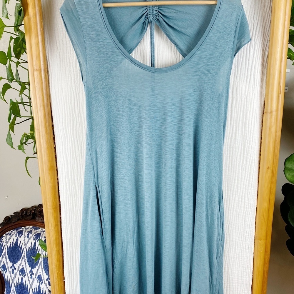 LA MADE COTTON TEE  DRESS OPEN DRAWSTRING BACK​​​​​‎